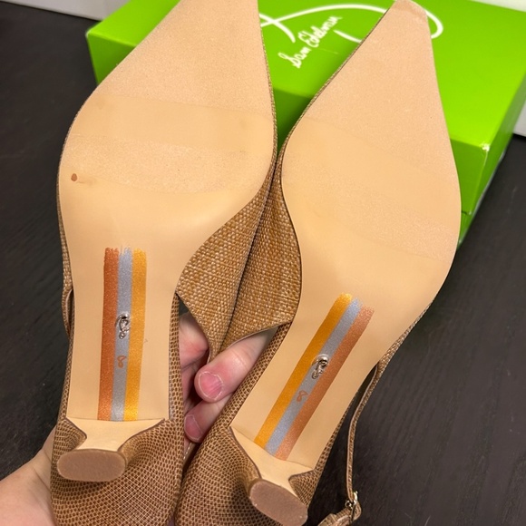 Sam Edelman Bianka Slingback Pointed Toe Pump Buff Tan Raffia Womans 8 - Picture 10 of 16